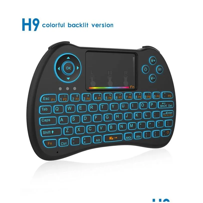 Colorful Backlight Air Mouse Wireless Mini Keyboard H9 Remote Control for Android TV Box Xbox PS3 Gamepad