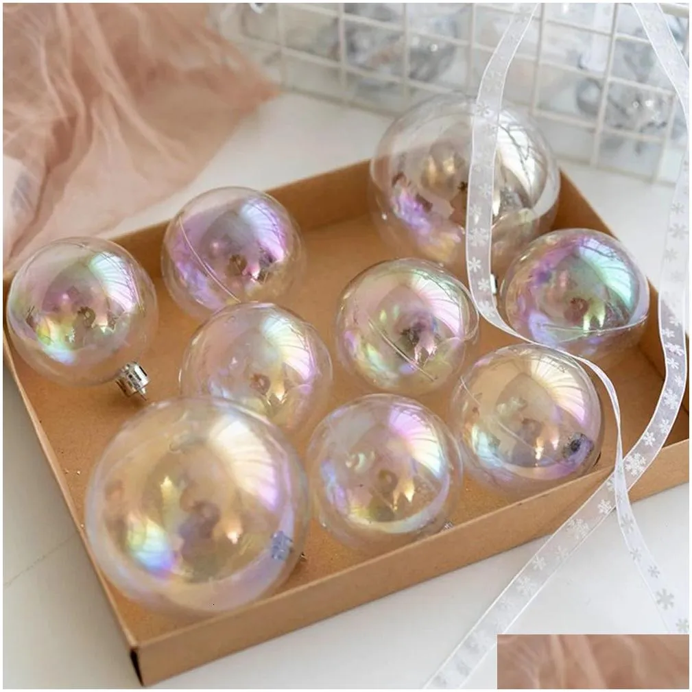 Christmas Decorations Christmas Decorations 6Pcs/12Pcs Transparent Baubles Balls Decoration Hangings Iridescent Clear Plastic 6Cm/8Cm Dhjdp