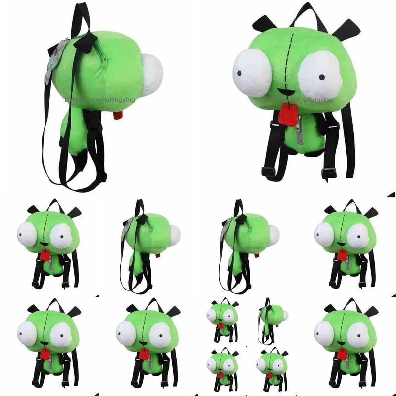 backpacks alien invader zim 3d eyes robot gir cute plush backpack bag xmas 14 inches high quality gift for children 230509