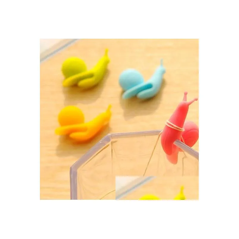 Coffee & Tea Tools New Arrival Candy Colors Cute Snail Shape Sile Tea Bag Holder Cup Mug Clip Gift Set 460Pcs Drop Delivery Home Garde Dh8Vd