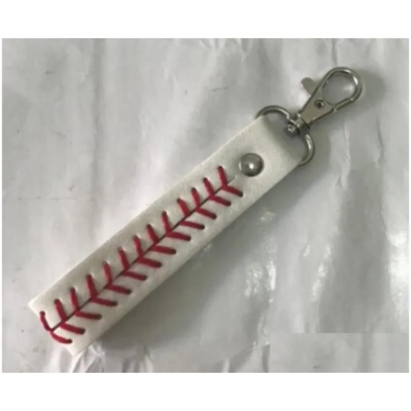 leather Sport Accessories baseball keychain softball baseball Sport rope lanyard necklace Keychain for ID Card Cell Mobile phone