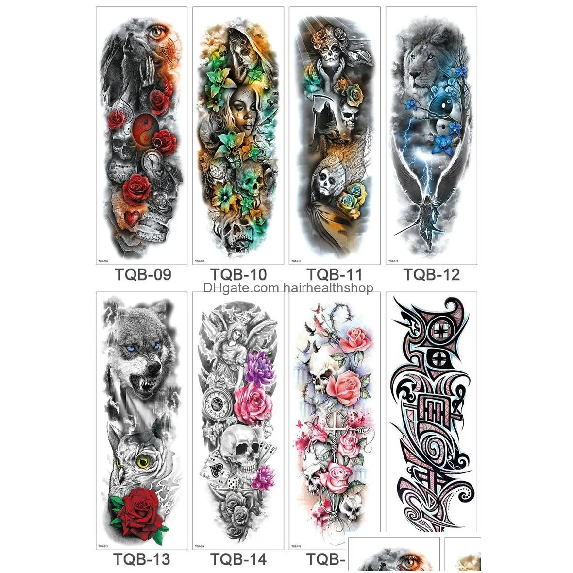 Temporary Tattoos Large Arm Sleeve Tattoo  Crown King Rose Waterproof Temporary Tatoo Sticker Wild Wolf Tiger Men Fl Skl Totem Fak Dhfta