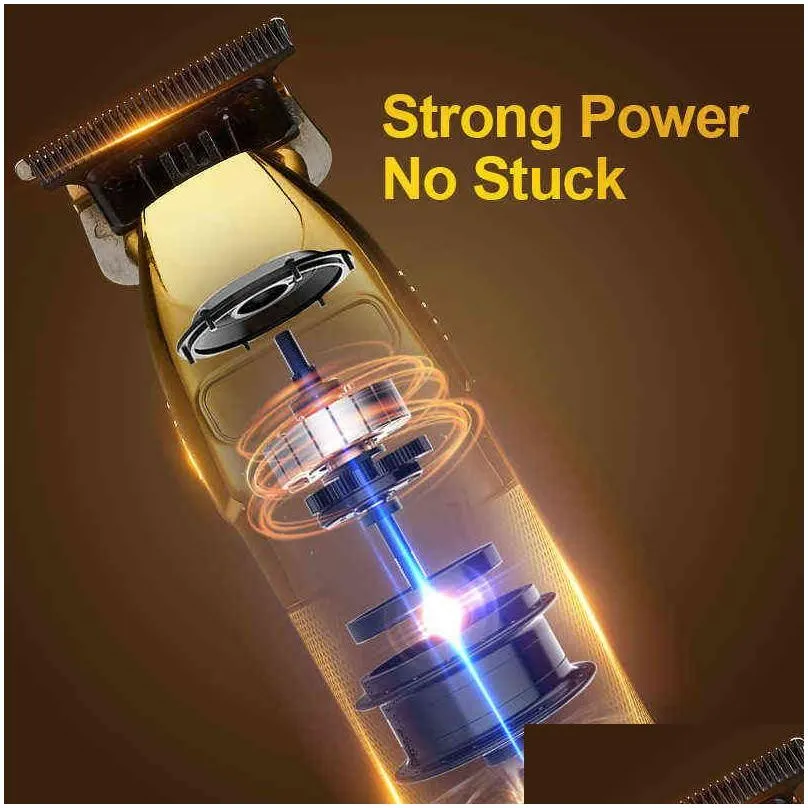 Professional Hair Trimmer Gold Electric For Men Cordless Rechargeable Shaver Barber Cutting Machine T Styling 220121