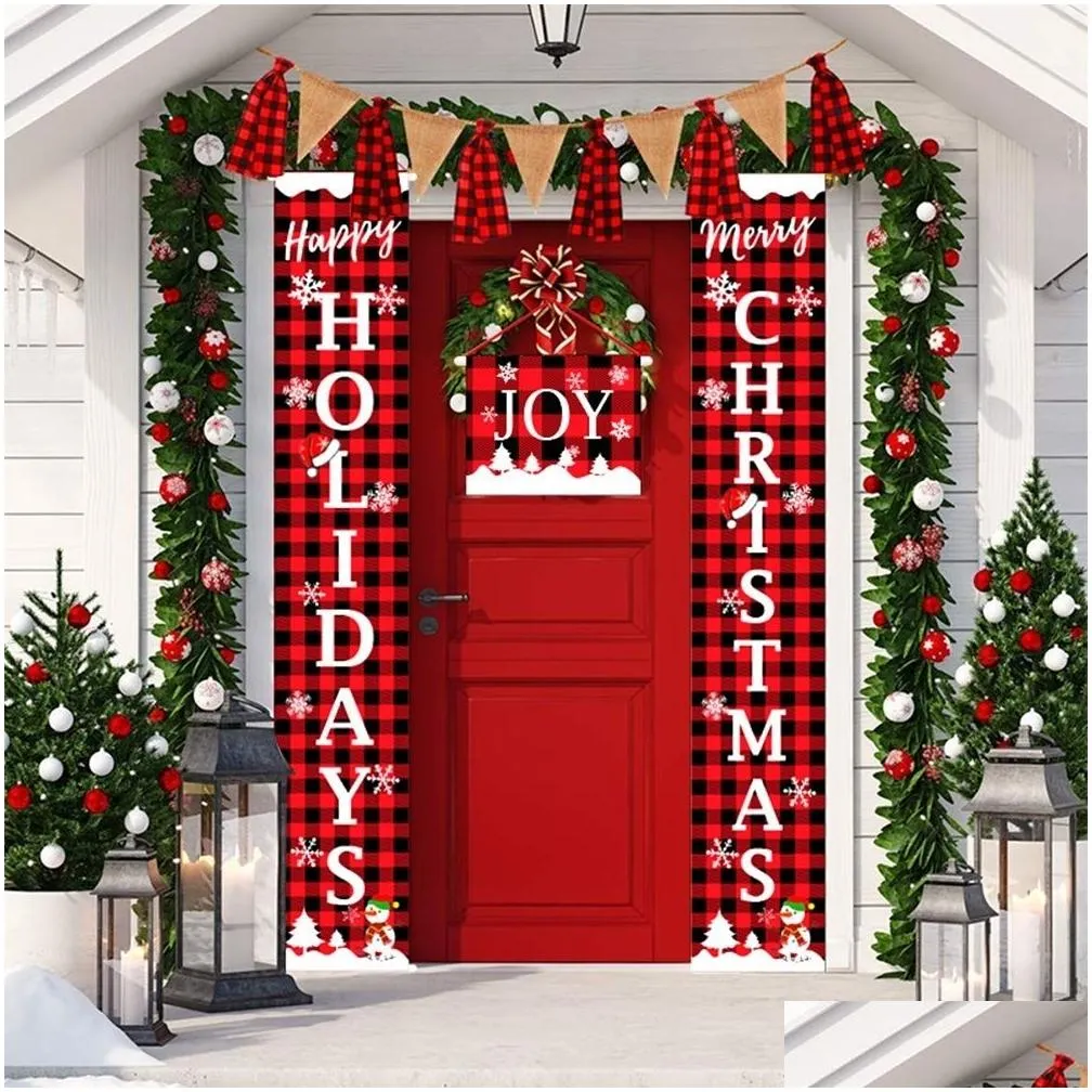 Nutcracker Soldier Christmas Banner Decor For Home Holiday Merry Door Happy Year Y201020