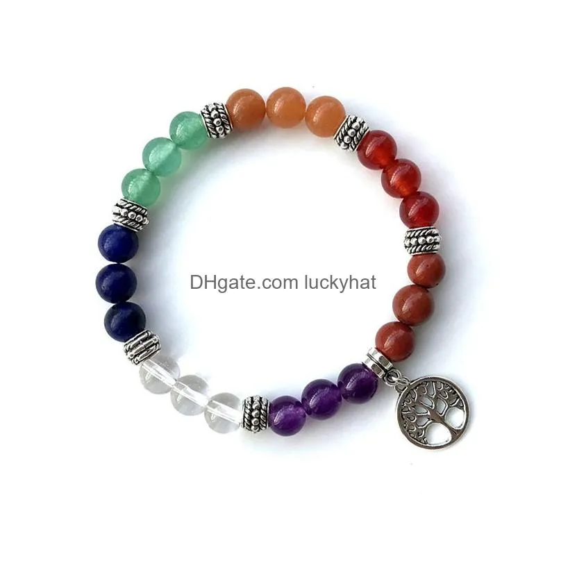 Beaded Natural Crystal Stone Beaded Bracelet Bracelets Yoga Power Creative Gift Drop Delivery Jewelry Bracelets Dhjfr