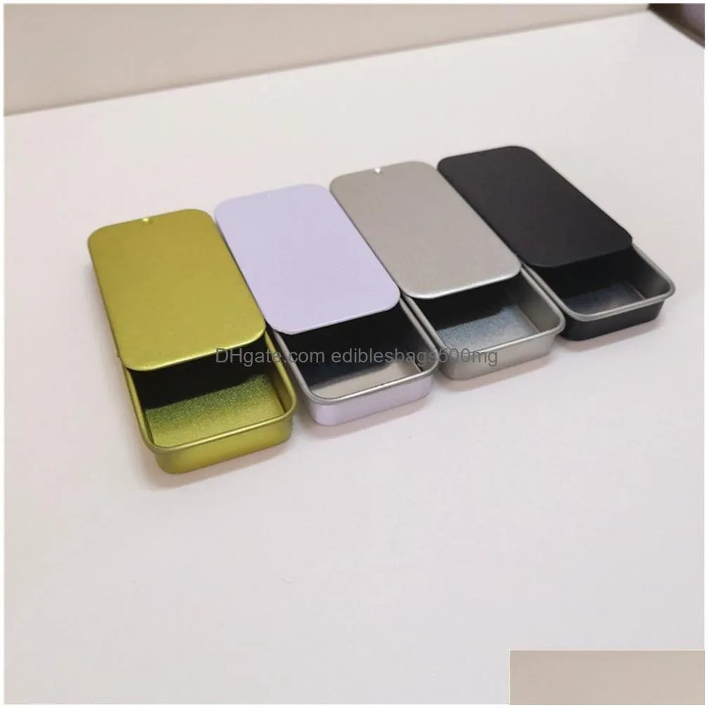 storage boxes bins slide top rectangular metal tin containers for candies jewelry crafts pills lip balm storage survival kit xb