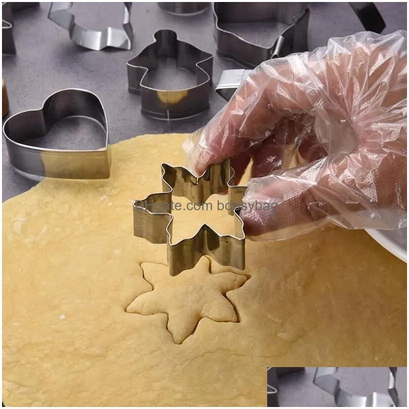 Baking Moulds Christmas Cookie Stainless Steel Baking Mods Xmas Tree Mold Cake Decoration Tool Gift Diy Biscuit Mod 20Pcs/Set Drop Del Dhl3H