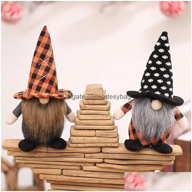 Other Festive & Party Supplies Handmade Halloween Boo Doll Faceless Gnomes Ornaments Rudolph Standing Bat Dwarf Plush Elf Craft For Ho Dhd2R