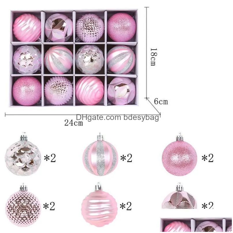 Christmas Decorations Mticolor Christmas Tree Balls Decorations Gift Ball Diy Hanging Crafts Ornaments Set For Home Party Supplies 12P Dhppx