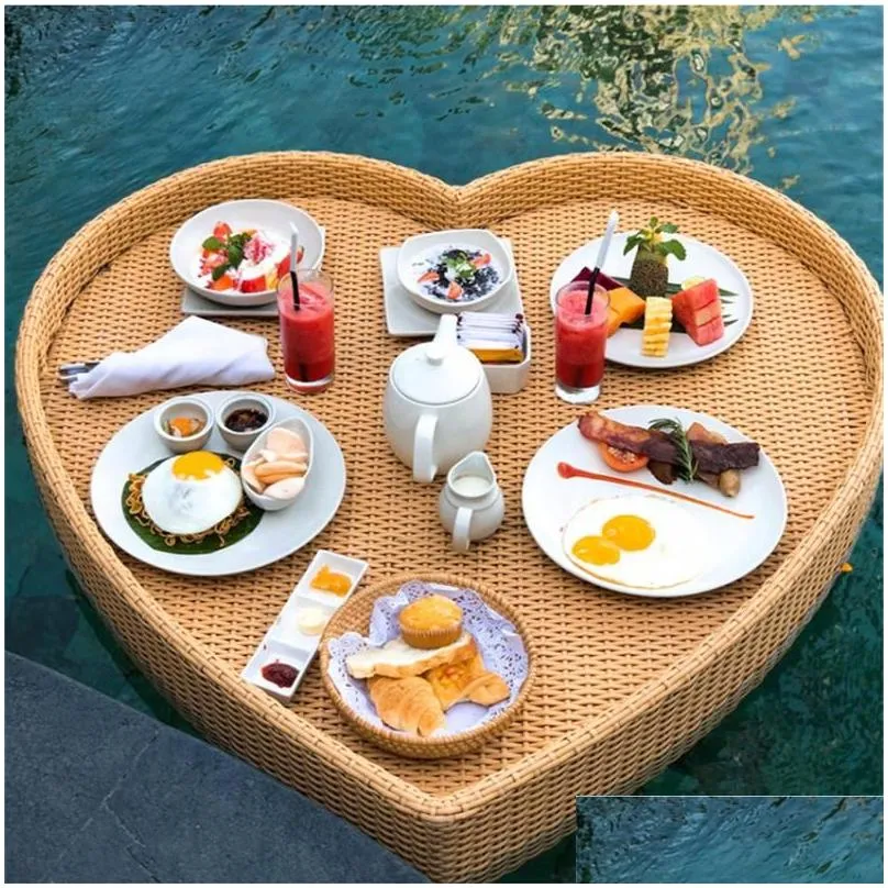 Camp Furniture Bali B & Swimming Pool Floating Tray Breakfast Afternoon Tea Dinner Plate El Rattan Basket