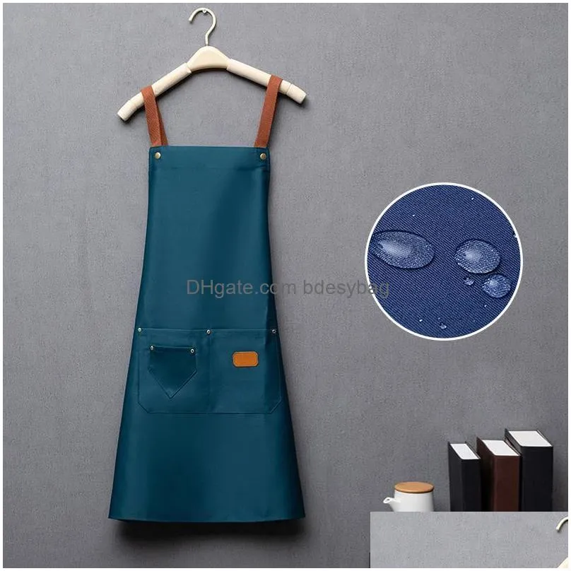 Aprons Fashion Kitchen Aprons For Woman Men Chef Work Apron Grill Restaurant Bar Shop Cafes Beauty Nails Studios Uniform Drop Delivery Dhp0G