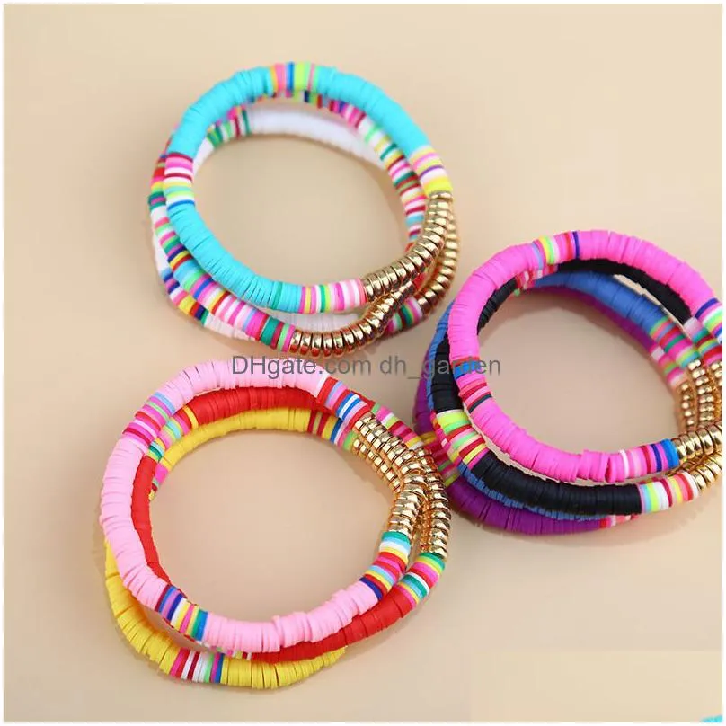 beaded strands surfer heishi bracelets stackable colorful stretch gold bangle elastic bohemia summer beach jewelry gifts for women friends family lover