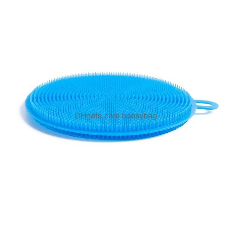 Cleaning Brushes Round Sile Cleaning Brushes Soft Scouring Pad Washing Sponge Dish Bowl Pot Cleaner Tool Kitchen Accessories Drop Deli Dhe20