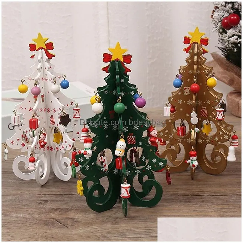 Christmas Decorations Creative Diy Wooden Christmas Tree Window Shop Mall Desktop Display Props Ornament Holiday Gifts Decoration Supp Dhbcq