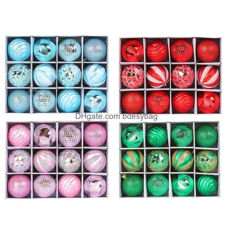 Christmas Decorations Mticolor Christmas Tree Balls Decorations Gift Ball Diy Hanging Crafts Ornaments Set For Home Party Supplies 12P Dhppx