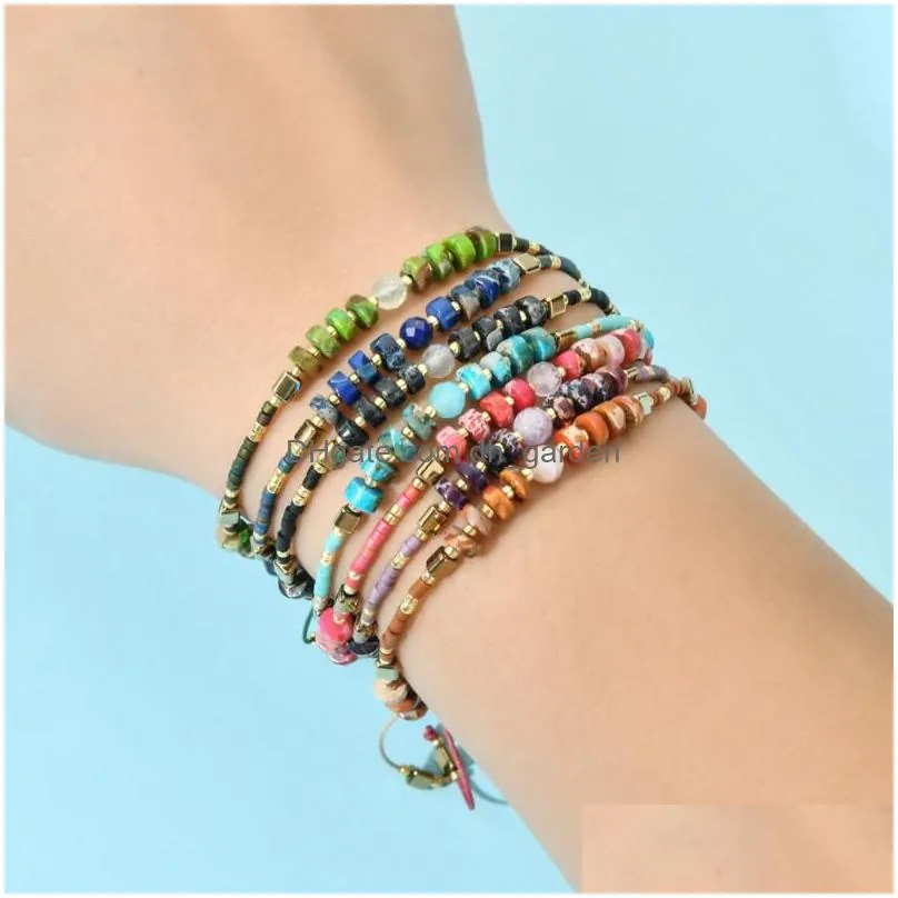 charm bracelets zmzy wristband boho style natural stone bracelet cylindrical lucky beads bangle women men handmade unisex jewelry