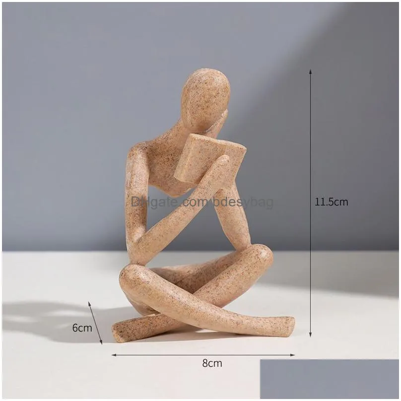Decorative Objects & Figurines Nordic Abstract Reading Book Statue Resin Decorative Objects Figurine Office Home Desktop Decor Handmad Dhnjm