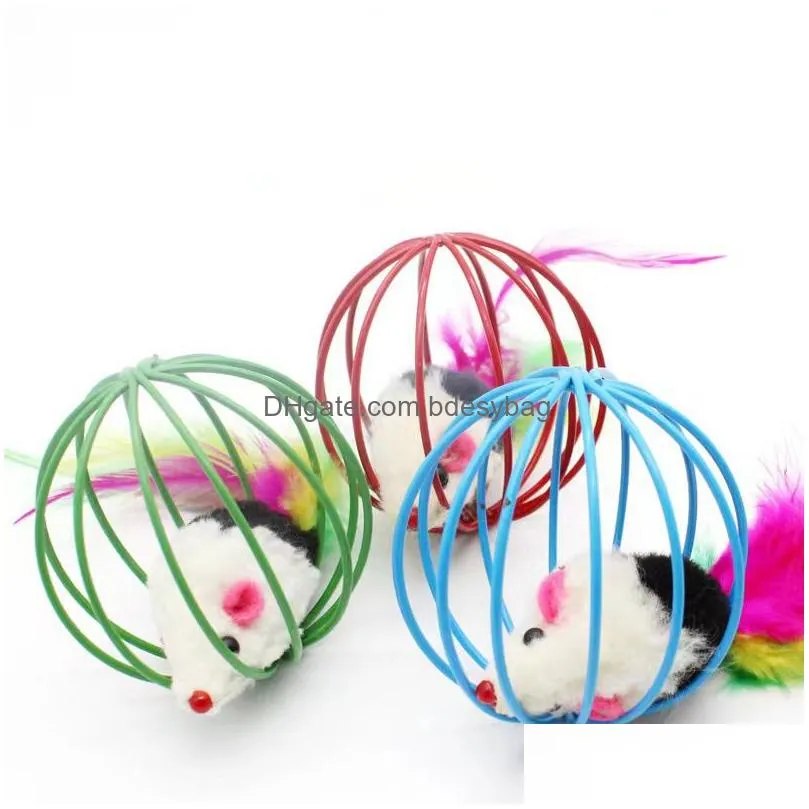 Cat Toys Interactive Mouse Cage Cat Toys Plastic Artificial Colorf Teaser Toy Pet Supplies Accessories Drop Delivery Home Garden Pet S Dhyj5