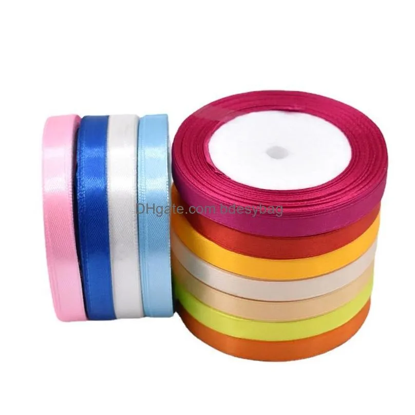 Party Decoration 6Mm Diy Bow Polyester Ribbon For Crafts Handmade Gift Wrap Party Wedding Decorative Accessories 25Yards/Roll Drop Del Dhy0H