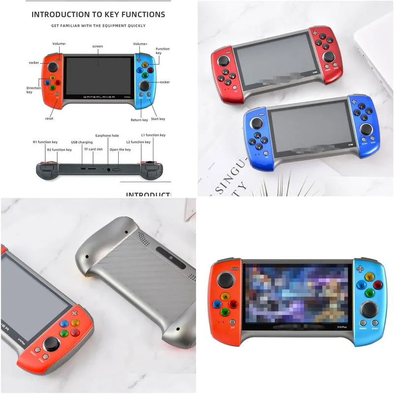 X19s 5.1-inch Large-screen Game Console Retro for Childrens Handheld Dual-handle Battery Life Enhanced for psp Game Arcade