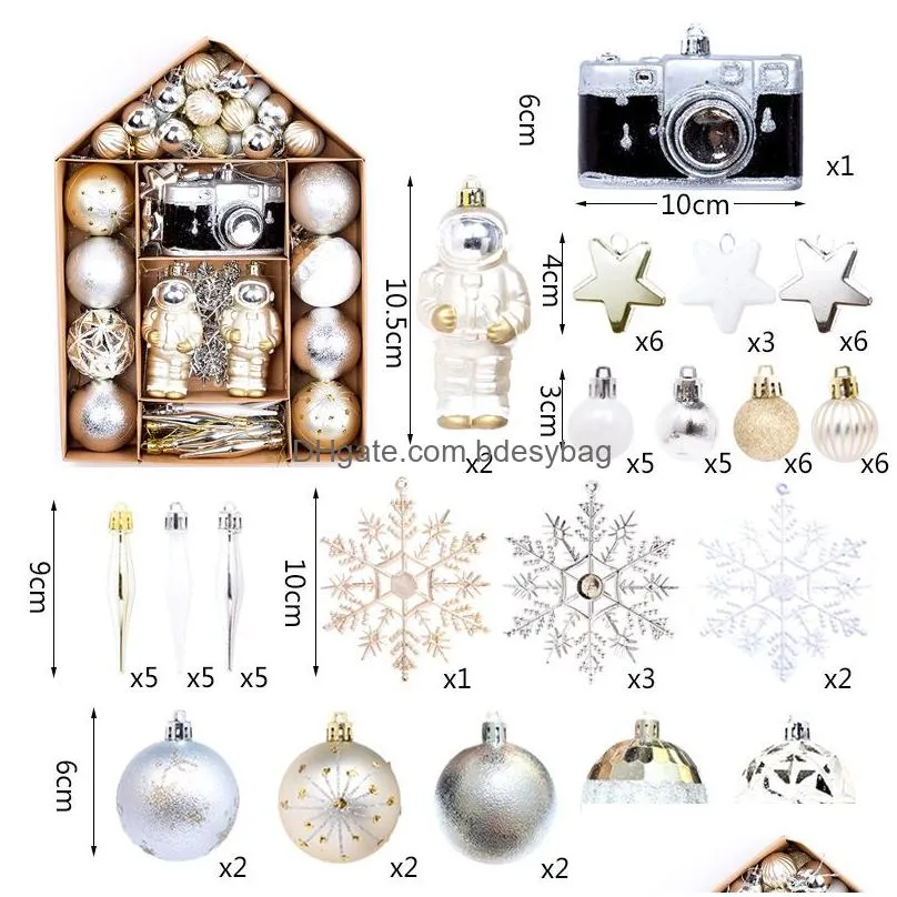 Christmas Decorations Christmas Ornaments Ball Set Xmas Tree Hanging Pendants Navidad Noel Decoration Home New Year Gifts 70Pcs/Set Dr Dh2Lh