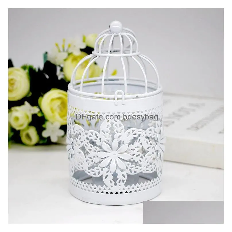 Candle Holders Creative Metal Candle Holder Candlesticks Hollow Birdcage European-Style Iron Art Home Wedding Decorations Drop Deliver Dhzvw