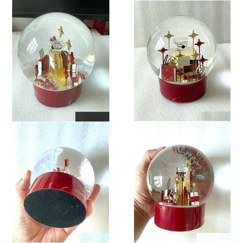 2023 edition c classics red christmas snow globe with perfume bottle inside crystal ball for special birthday novelty vip gift
