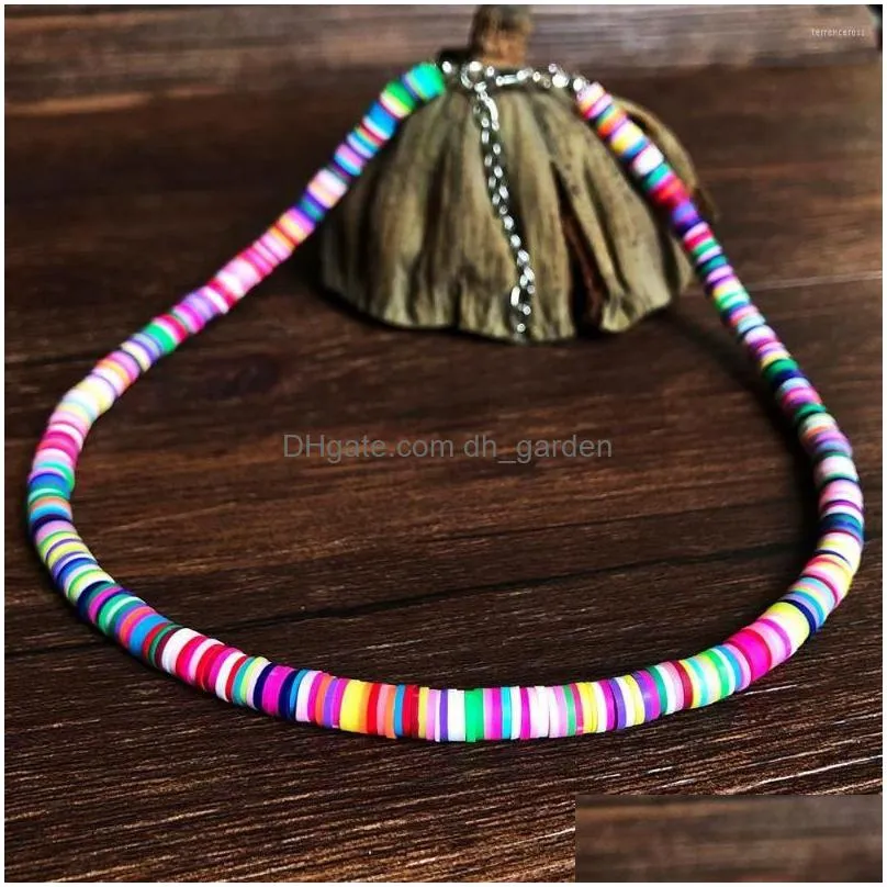 choker bohemian clay necklace heishi bead surfer beach for women polymer summer jewelry disc neck accessories