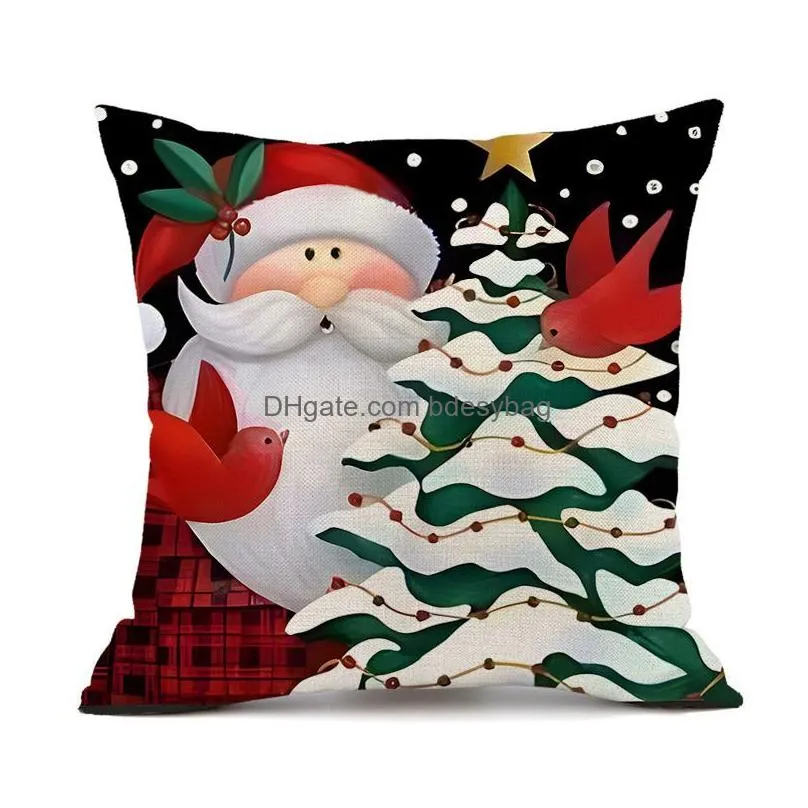 Cushion/Decorative Pillow Christmas Cushion Er Xmas Decorations For Home Merry Ornament Pillowcase Natal Navidad New Year Drop Deliver Dhx3F