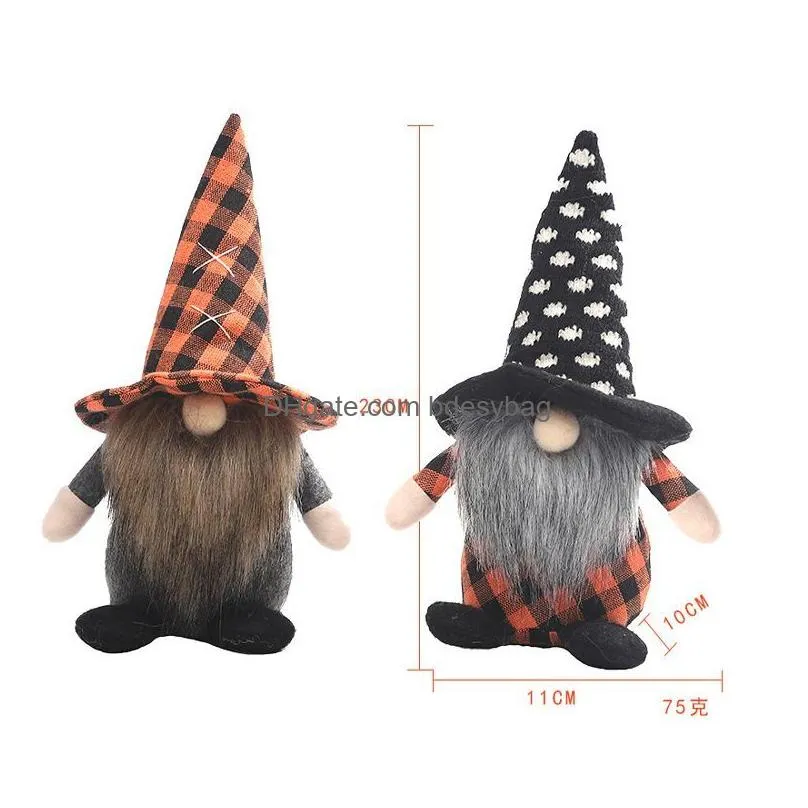 Other Festive & Party Supplies Handmade Halloween Boo Doll Faceless Gnomes Ornaments Rudolph Standing Bat Dwarf Plush Elf Craft For Ho Dhd2R