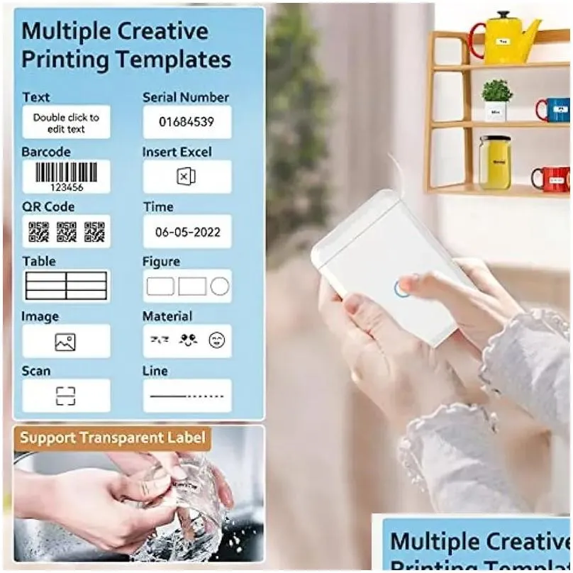 NIIMBOT D110 Label Maker Machine With Tape, Portable Label Printer For Storage, Shipping, Barcode, Mailing, Office, Home, Organizing, Sticker Maker Mini Label