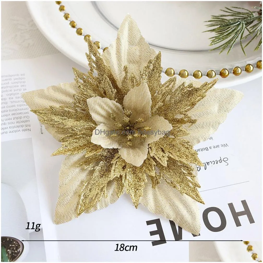 Christmas Decorations Simation Gold Garland Accessories Christmas Tree Decoration Flower Wreath 18Cm Drop Delivery Home Garden Festive Dhfjg