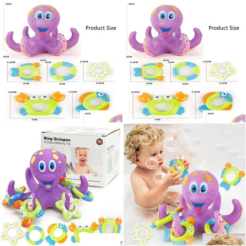 Bath Toys baby shower toys water toys fun floating ring toys games bathtubs swimming pools education octopus toys children`s gifts