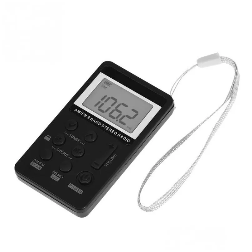 HanRongDa Mini Radio Portable AM/FM Dual Band Stereo Pocket Receiver With Battery LCD Display & Earphone HRD-103