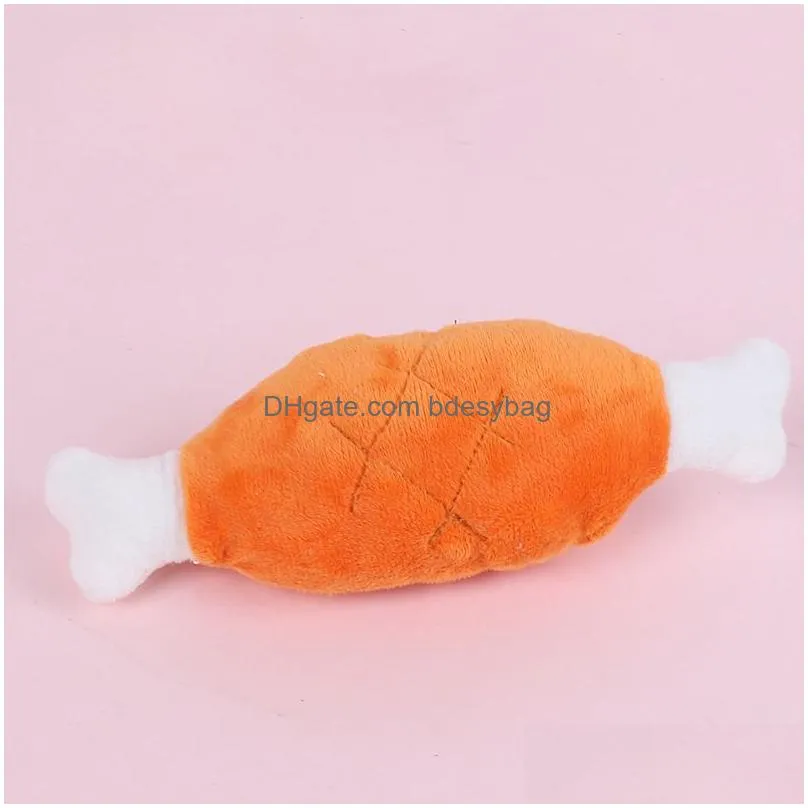 Dog Toys & Chews Animal Pet Dog Squeaky Toys Plush Toy Funny Drumstick Shape Durable For Chew Drop Delivery Home Garden Pet Supplies D Dh0Mg