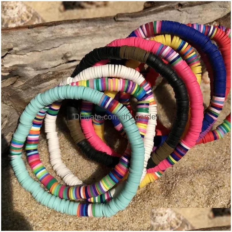 strand surfer heishi stackable bracelets for women rainbow vinyl beaded stretch friendship bohemian summer beach gifts