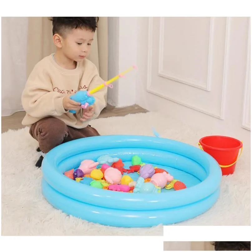 Bath Toys 30/52 Pcs Magnetic Fishing Toys Plastic Fish Rod Set Kids Playing Water Game Educational Baby Toys Fish Square Gift For Kids