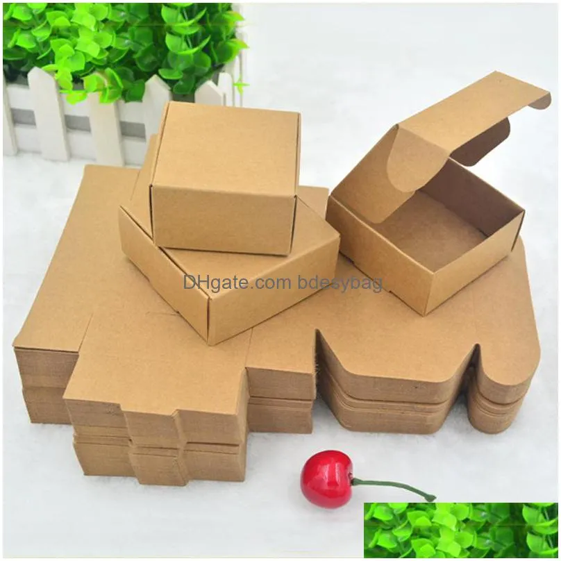 10 size carton kraft paper candy box small cardboard paper packaging box craft gift handmade soap packaging box lz1768