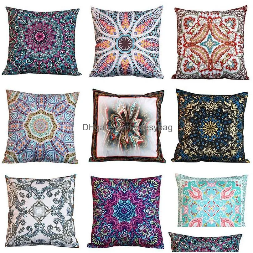 Cushion/Decorative Pillow Double Sided Printing Cushion Pillow Ethnic Style Floral Geometric Decorative Hug For Wedding Party Home El Dhxzs
