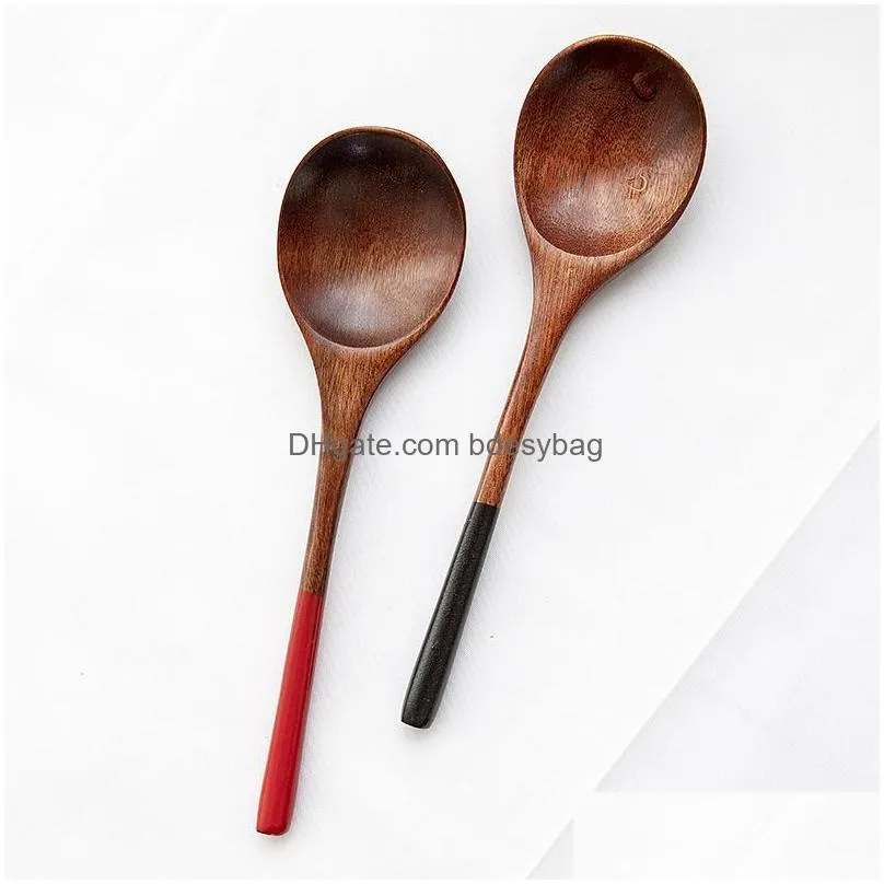 Spoons Creative Wooden Soup Spoon Eco Friendly Products Tableware Natural Ellipse Ladle Spoons For Cooking Drop Delivery Home Garden K Dhoky