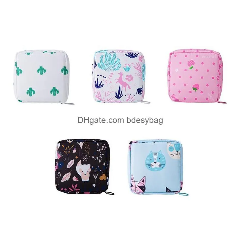 Storage Bags Sanitary Napkin Storage Bag Portable Cosmetic Lipstick Travel Earphone Coin Organizer Pouch Bags Drop Delivery Home Garde Dh37N
