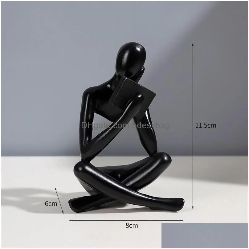 Decorative Objects & Figurines Nordic Abstract Reading Book Statue Resin Decorative Objects Figurine Office Home Desktop Decor Handmad Dhnjm