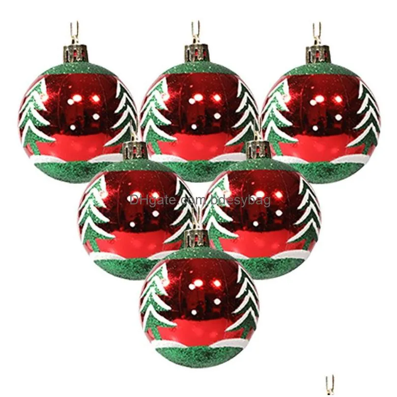 Christmas Decorations 6Cm Christmas Tree Ball Dot Snowflake Stripe Red Pendant For Diy Festive Party Decoration Supplies 6Pcs/Box Drop Dhwil