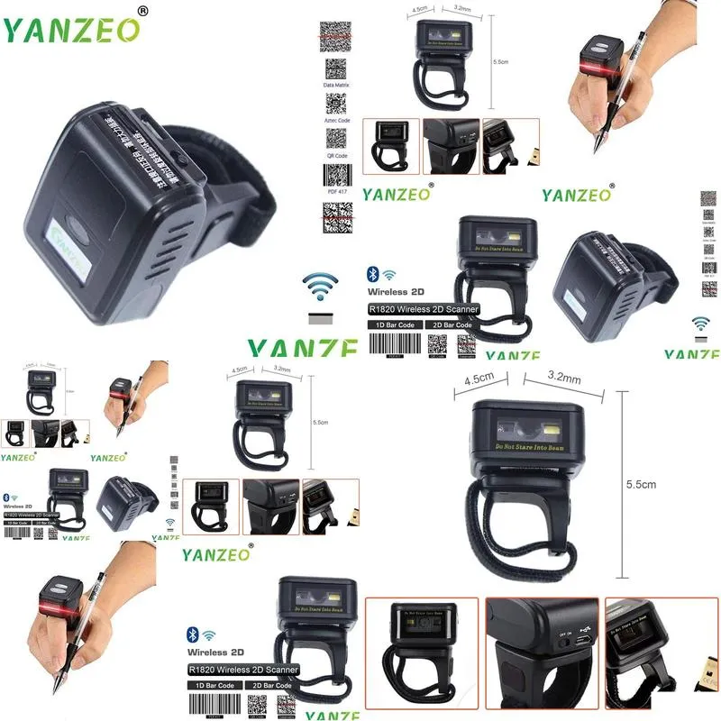 Yanzeo Portable Wearable Ring R1820 2.4G 2D Mini Bar Code Scanner Bluetooth 380mA Battery Compatible for iOS/Android