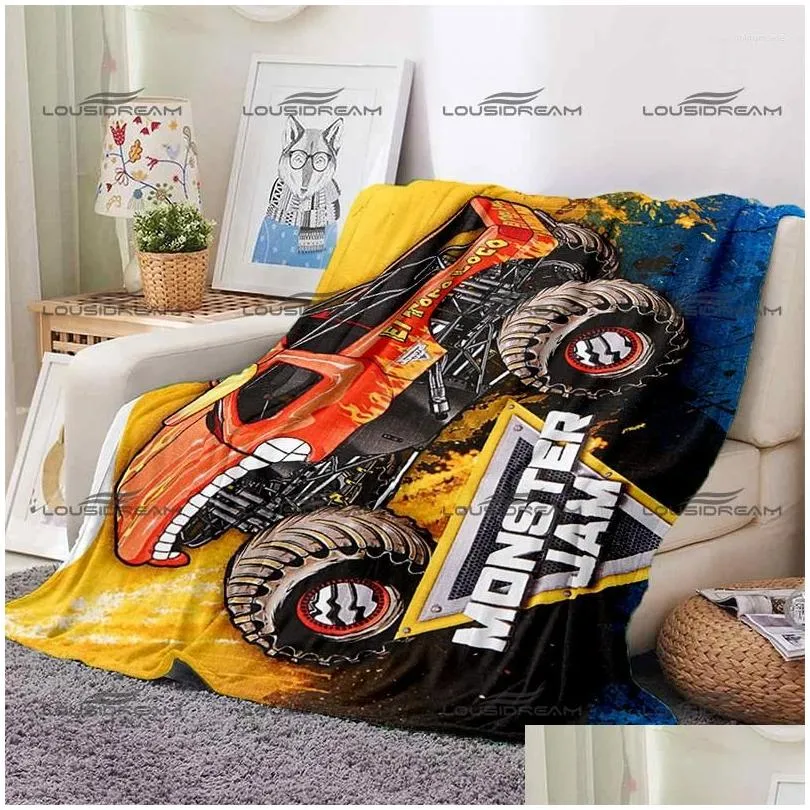 blankets classic monster jam pattern blanket truck warm flannel thin portable home travel office lunch break