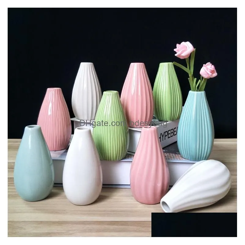Vases Ceramics Vase Small Flower Arrangement Bottle Hydroponic Vases Home Office Desktop Decor Living Room Desk Drop Delivery Home Gar Dhbft