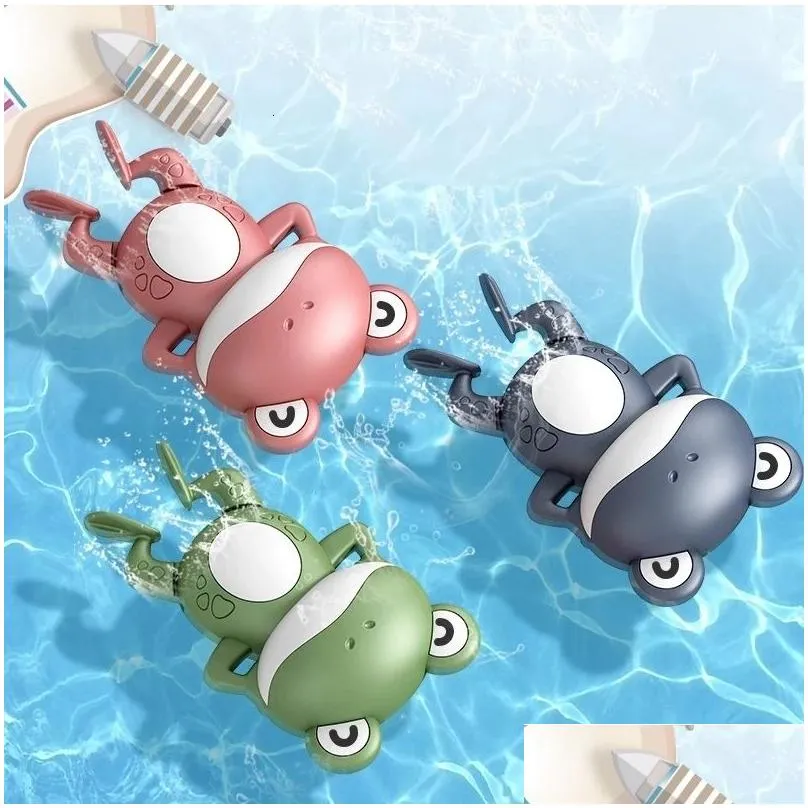 Bath Toys Baby shower toy cute cartoon animal turtle whale crab baby bathtub swimming pool toy chain spring water toy 230615