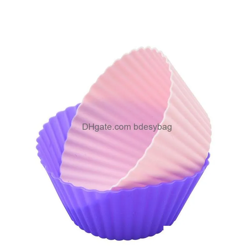 Baking & Pastry Tools Sile Muffin Cup Round Cake Diy Baking Mold High Temperature Household Egg Tart Oven Tool Drop Delivery Home Gard Dhsku