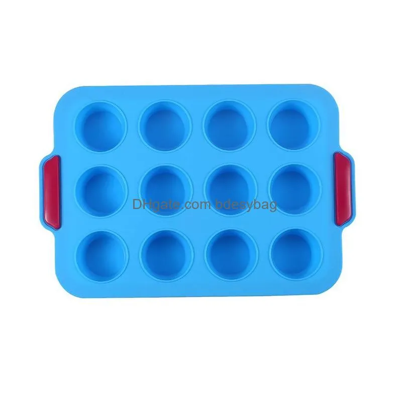 Baking Moulds Sile Round Cake Mold Mini Muffin Candle Soap Diy Cupcake Fondant Baking Pan Tray Mod Tool 12 Drop Delivery Home Garden K Dhkau