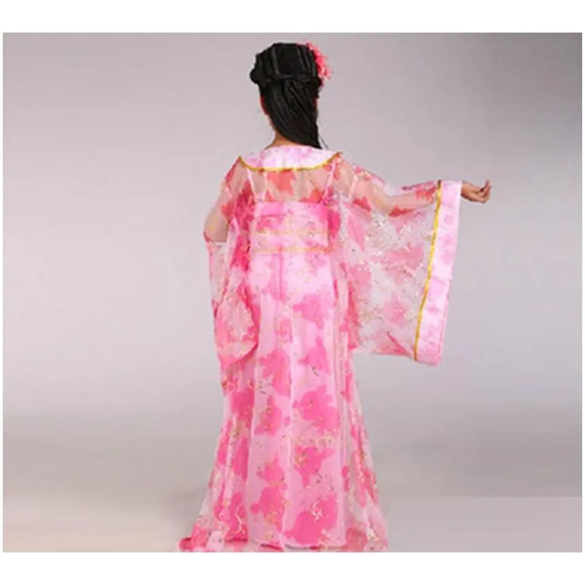 Q228 Children Chinese Traditional Costume Girl Princess Royal Dance Dress Ancient Tang Dynasty Costume Kids Hanfu National Costume 8